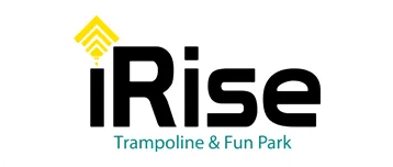 A logo of rise trampoline and fun park