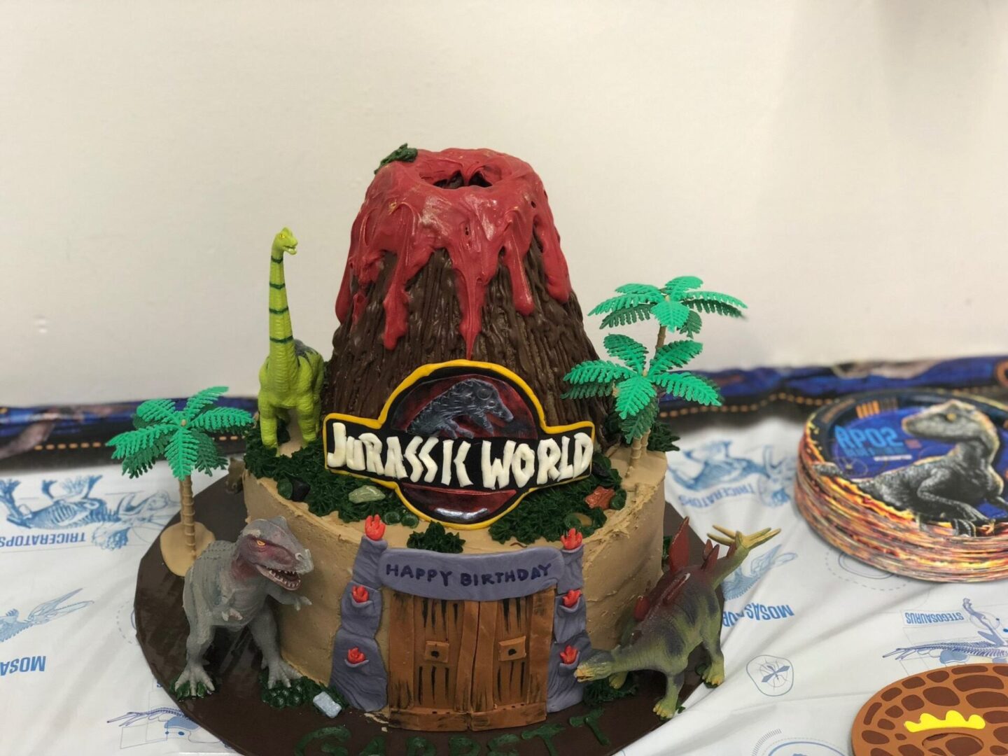 A cake that is shaped like a volcano.